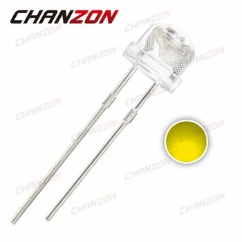 100pcs 5mm Straw Hat Yellow Transparent LED Diode Wide Angle 5 mm Light Emitting Diode Water Clear LED Lamp Electronic Component