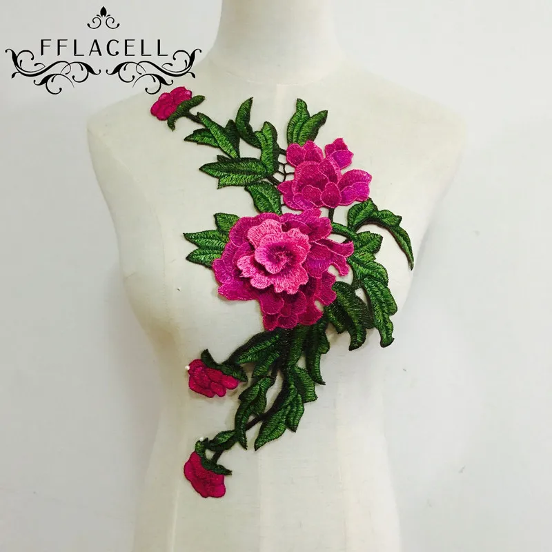 FFLACELL патчи Пришивные красные розы цветок вышивка патч-мотив аппликация Дети Женщины DIY Наклейка на одежду свадьба