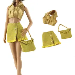 Платье для девочек куртка юбка комплект с сумкой современный наряд Повседневная Одежда для куклы интимные аксессуары подарок игрушки