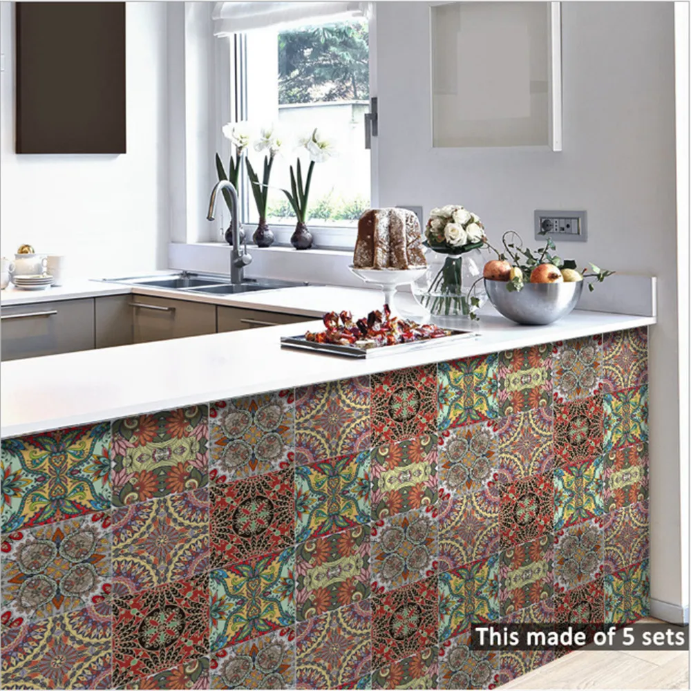 

Funlife new Nordic pastoral art wind tile stickers diy self-adhesive wall stickers home living room bedroom TS065