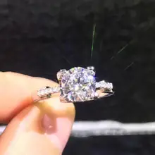 Круглое серебряное кольцо Moissanite 1ct D VVS роскошное свадебное кольцо Moissanite для женщин