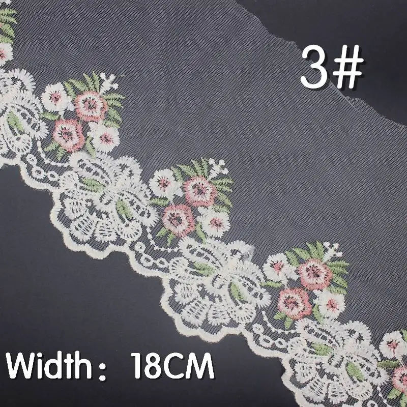 (3) Width 18CM 2 ярдов/партия, кружевная лента для шитья, лента для украшения штор, тесьма для рукоделия, нигерийская кружевная отделка - Цвет: (3) Width 18CM