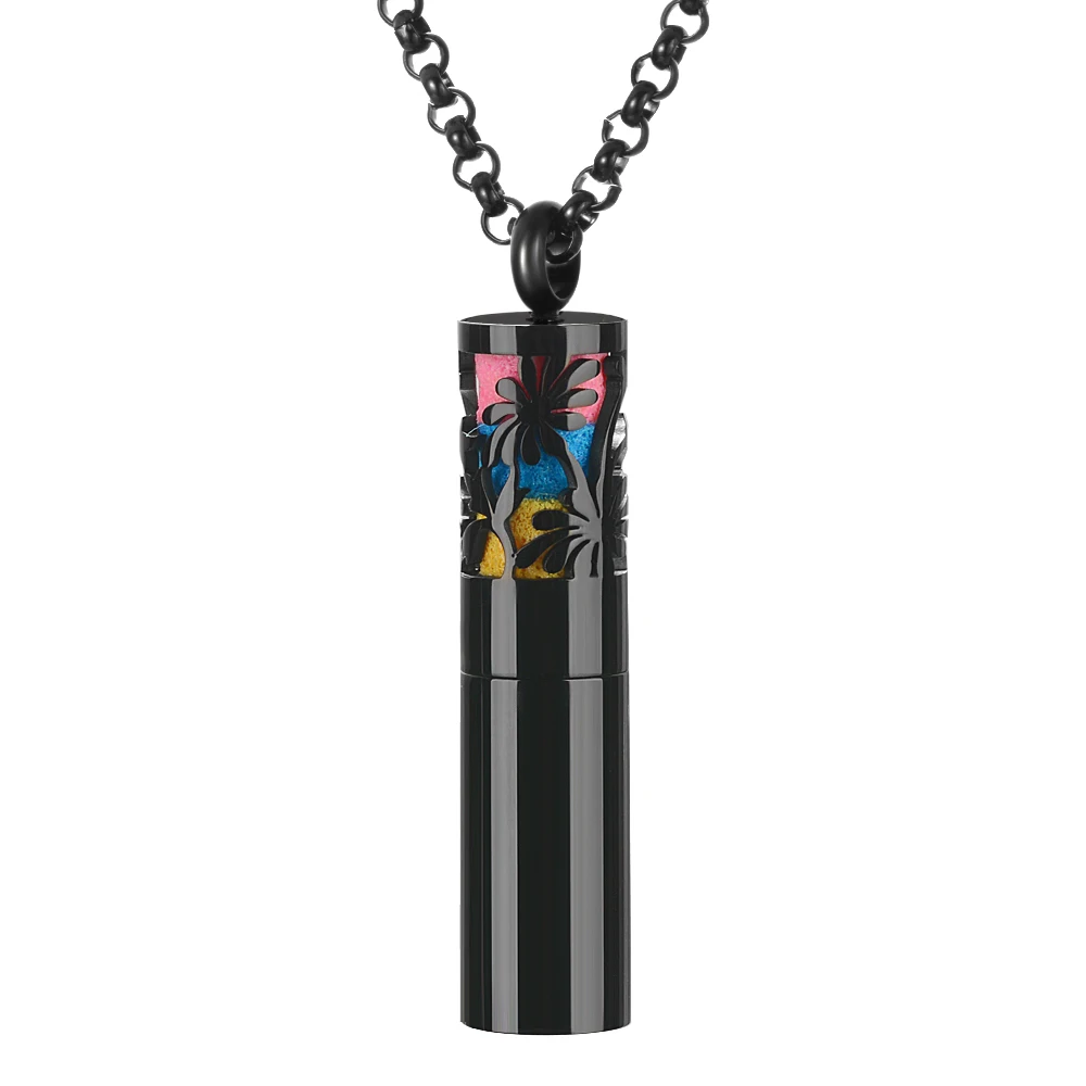 

Black/Silver Essentail Oil Diffuser Necklace with Dispense and Container 2-in-1 Stainless Steel Aromatherapy Pendant Locket