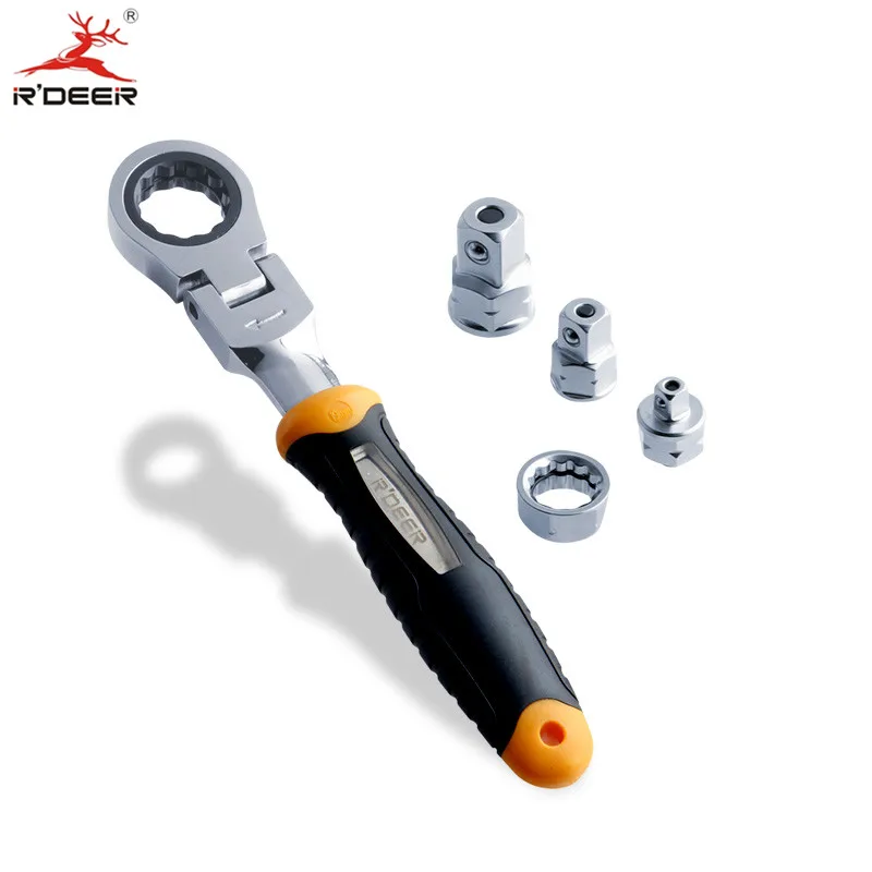 RDEER Ratchet Wrench Set Adjustable Wrench With 1 4 3 8 1 2 Socket Wrench Adapter