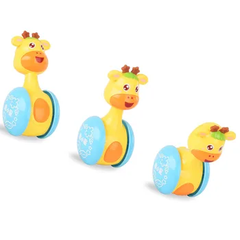 

Baby Rattles Tumbler Doll Baby Toys Sweet Bell Music Roly-poly Early Education Projection Giraffe Tumbler Toy with Color baby