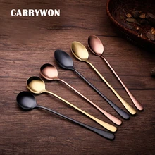 

CARRYWON Stainless Steel Long handle Iced Tea Spoon Coffee Spoon Set Cold Drink Fruit Juice Spoon Long Ice Scoop Mixing Spoon