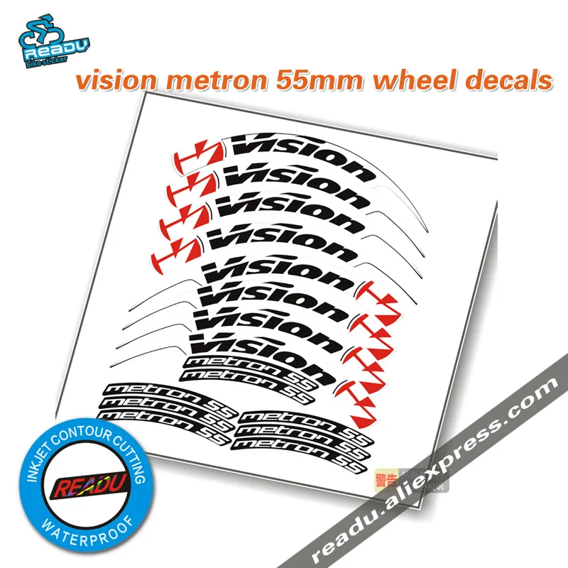 

Vision m55 road bike wheels stickers decals Suitable for all 55c rim height Original size inkjet version for two wheels decals