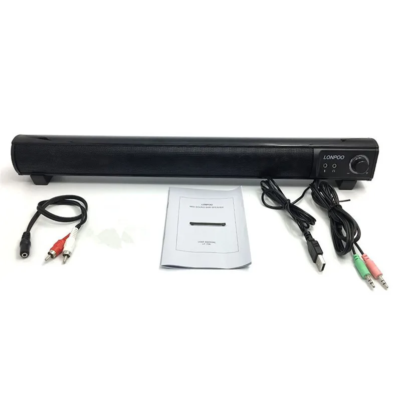 LONPOO MINI USB Soundbar Portable Speaker Audio home theater Sound Bar Speakers for phone pc