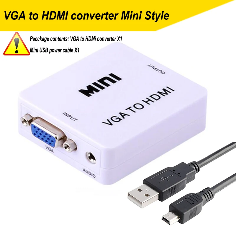 VGA к HDMI аудио конвертер Женский к женскому VGA в HDMI выход для ПК ноутбука к HDTV монитору - Цвет: Черный