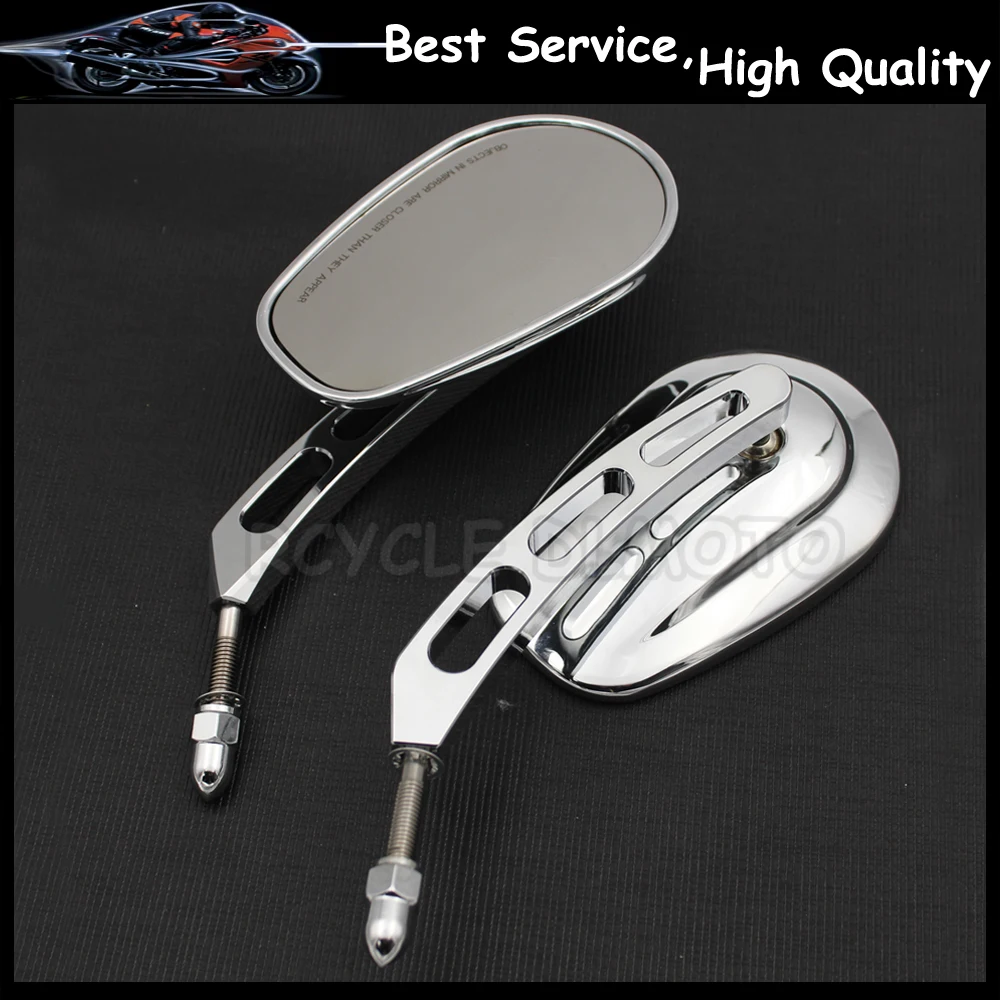 Chrome Rear View Mirrors Pair For Harley Davidson FLSTC FXDB DYNA FXDF