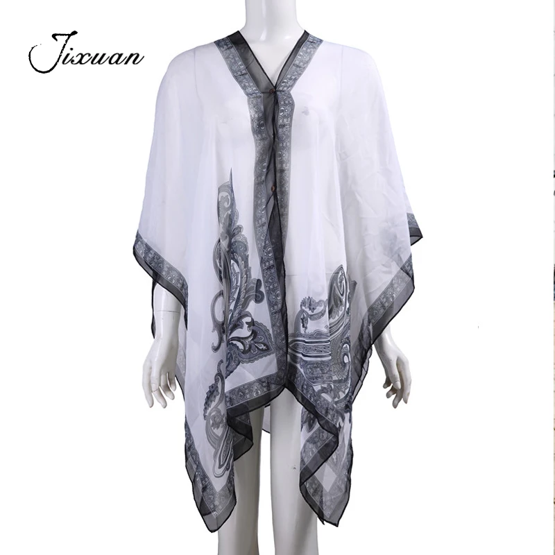 

3 Wear HOT 2017 Patchwork Button Fashion Scarfs Chiffon Beach Sun-Protective Clothing Women Summer Silk Pashmina Foulard Female