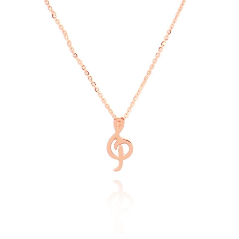 

18K rose gold musical notes set chain au750 treble clef pendant + necklace female models