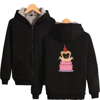 

2D New Clothes pug Print 2019 Hot Sale Long Sleeve Zipper Hoodies Women and men Casual K-pops zipper hooded Clothes plus Size