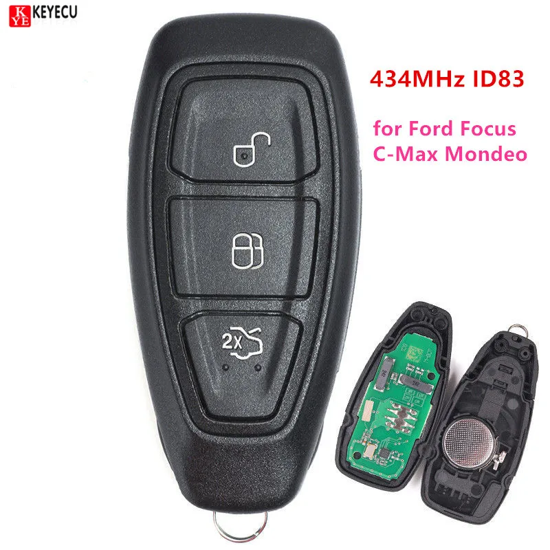 KEYECU Smart Keyless Интеллектуальный дистанционный ключ 3 кнопки 434 МГц ID83 для Ford FOCUS FIESTA