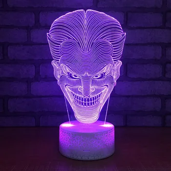 

3D Cartoon Smile Joker LED RGB Night Light 7 Color Change Desk Light Action Figures 040 Boys Girls Christmas Toys