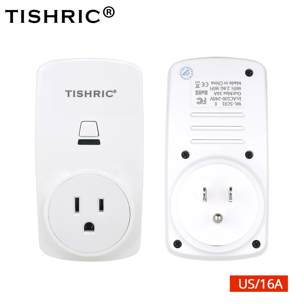 TISHRIC T30 Смарт Wi-Fi Разъем EU/AU/FR/UK/US Евро адаптер 16A 220 В пульт дистанционного управления с Google Home Alexa IFTTT умная/wifi розетка - Цвет: US Plug