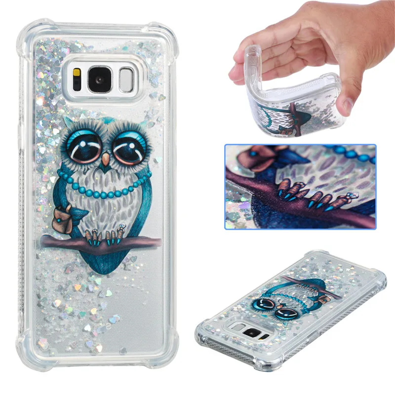 Liquid Case for Samsung Galaxy A6 A8 Plus 2018 S8 S9 Plus S6 S7 Edge Note8 Note9 S5 S6edge Glitter Love Silicone PC Full Cover (32)