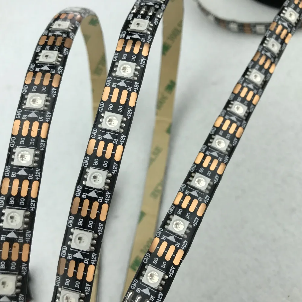 

WS2815 DC12V addressable full color RGB 5050 LED strip;60leds/m;5m;waterproof in silicon coating;IP65;BLACK PCB