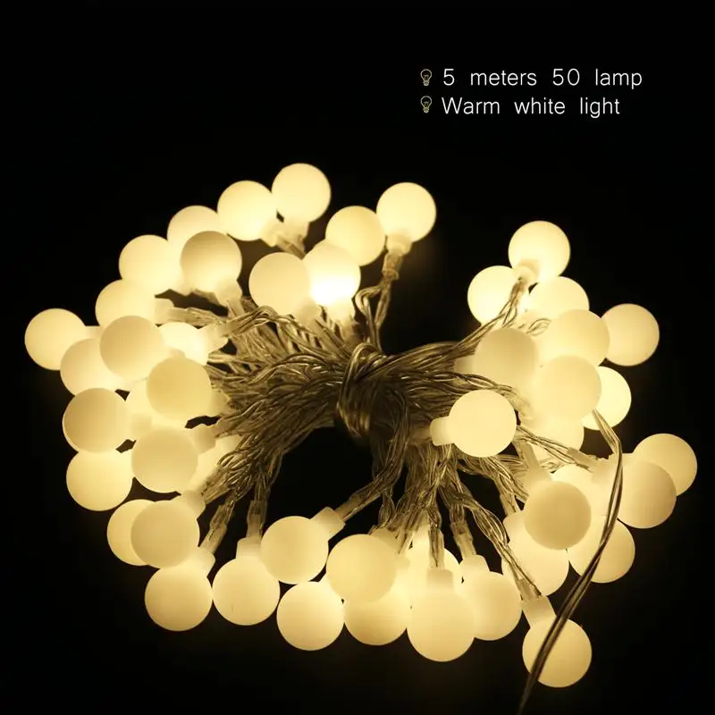 

5M 50 LED Globe Long String Lights USB Operated Ball Fairy Light for Garden Party Tree Christmas New Year