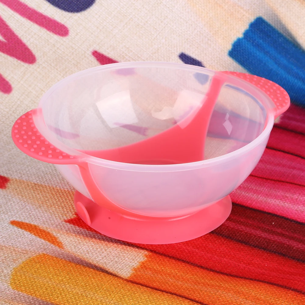 Детская миска, нескользящая вилка, ложка, безопасная для младенцев, чувствительная температура, миска, вилка, ложка, посуда для кормления младенцев - Цвет: Red Dishes 1 Pc