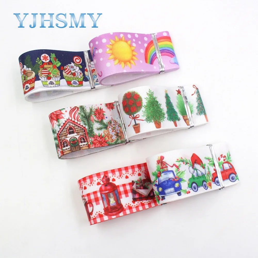 YJHSMY I-19720-1633 38 мм 10 ярдов Рождественская серия мультфильм grosgrain ленты бант колпачок
