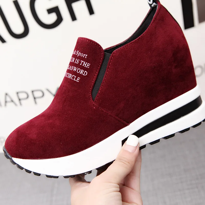 

2019 spring women flat platform loafers slip-on suede casual shoe fashion height increasing ballet flats women sneakers shoes
