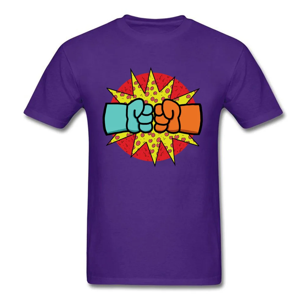 Pizza Fists No Crust Crew Neck T Shirt Summer Autumn Tops Tees Short Sleeve Hot Sale 100% Cotton Leisure T Shirts Funny Men Pizza Fists No Crust purple
