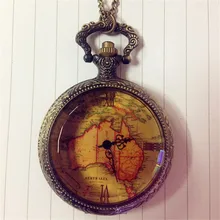 OTOKY идеальный подарок Рождественский подарок Ретро антикварная цепь AU карта ожерелье кулон карманные часы#0713