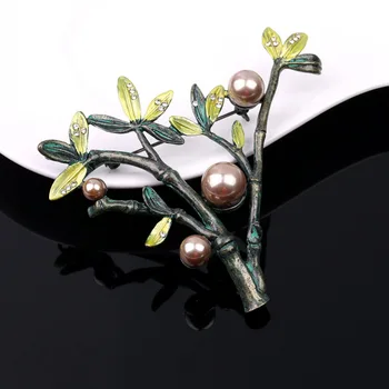 

JUJIE Vintage Bamboo Brooches For Women 2020 Exquisite Multicolor Pearl Bamboo Brooch Pins Unique Brooches Jewelry Dropshippig