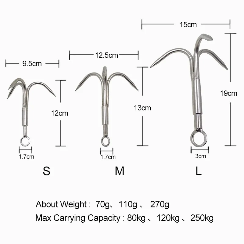 Скалолазание коготь из нержавеющей стали ледяные рок крюковые Инструменты Большой Открытый выживания Альпинизм Летающий крюк Grappling крючок оборудование