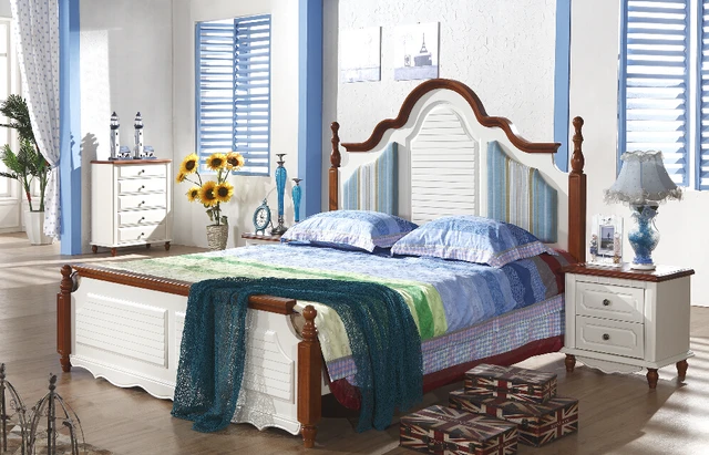 ( 1 cama + 2 de noche + espejo del tocador + armario ) blanco + madera