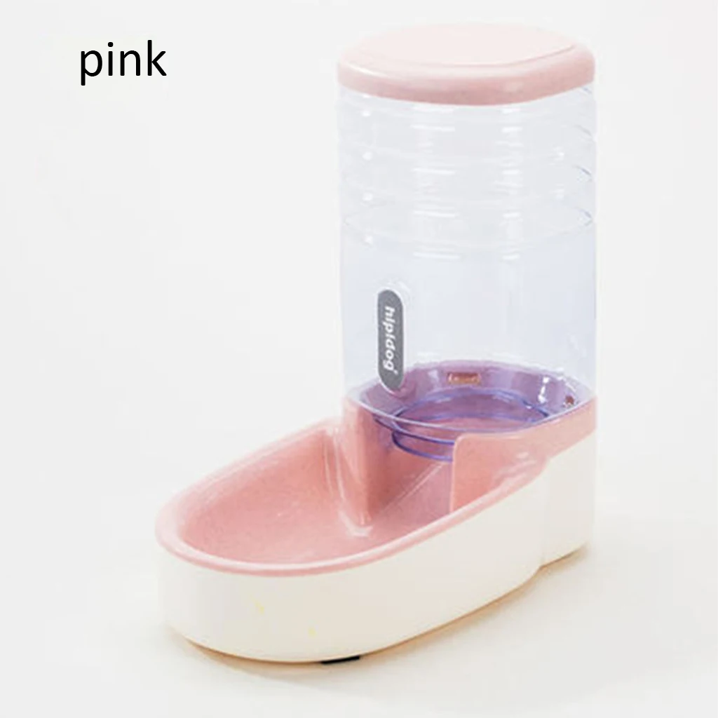 Противоскользящая миска для домашних животных, большая емкость, автоматические кормушки для домашних животных, миски для кормления кошек и собак, диспенсер для воды, фонтан, бутылка 3.8L - Цвет: pink food