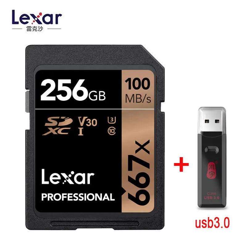 2019 новый оригинальный Lexar Профессиональный 667x SDXC UHS I 64 Гб 128 ГБ 256 карты до 100 МБ/с.