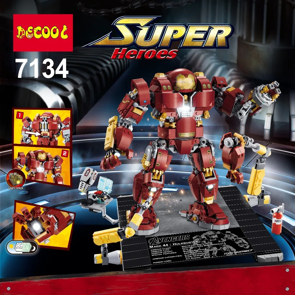 

IN STOCK Decool 7134 1363 Pcs Super Heroes Series Light Bricks The Hulkbuster Ultron Edition Model Toys Compatible 76105