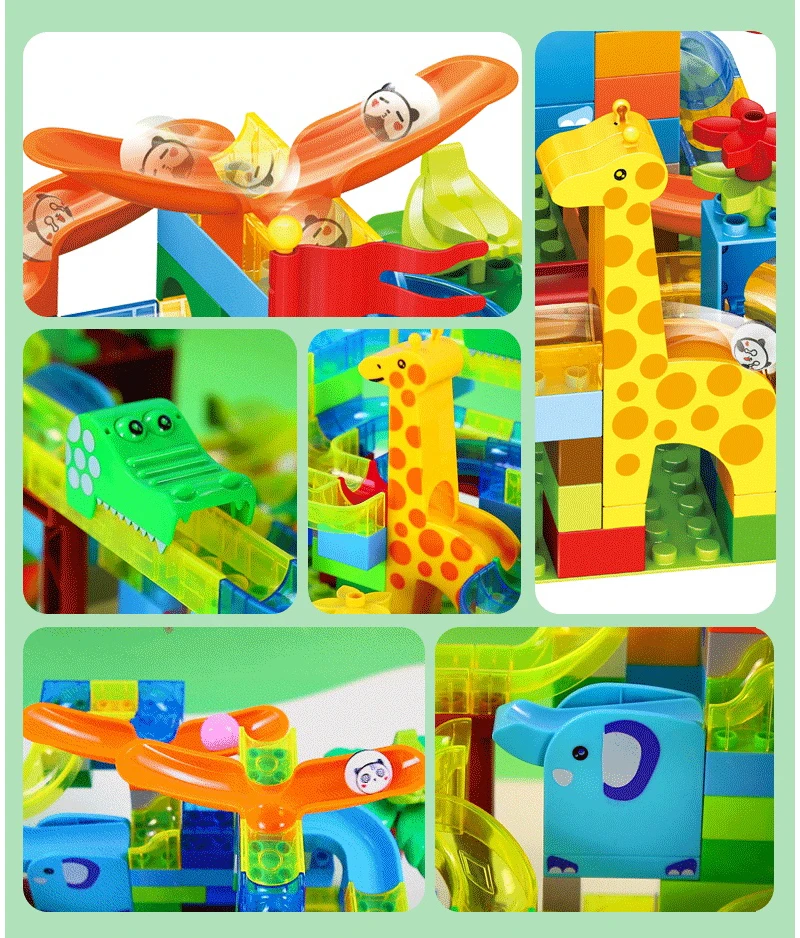 168 шт мраморные гоночные шары лабиринт джунгли трек большой размер строительные блоки образовательные раздвижные кирпичи Duploe игрушки подарки для детей
