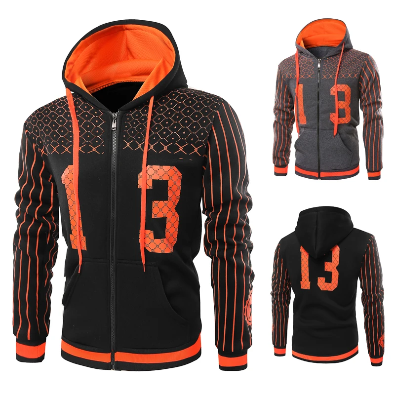 

Brand men's Hoodies digital printing trend high quality men's Hooded Sweatshirts 2018 autumn winter fashion men's coat W706