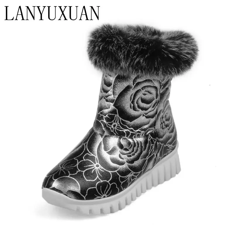 

LANYUXUAN 2017 new Snow Boots Botas Big&small size 29-46 Mujer Fashion Ankle Boots Winter warm For Women Snow Shoe X-088