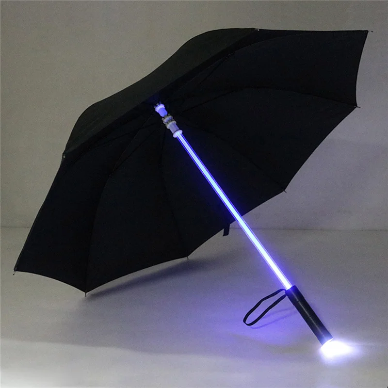 4 Colors Creative Led Umbrella Star Wars Lightsaber Rain Women Men Light Flash Umbrella Night Protection Birthday Christmas Gift - Цвет: Black