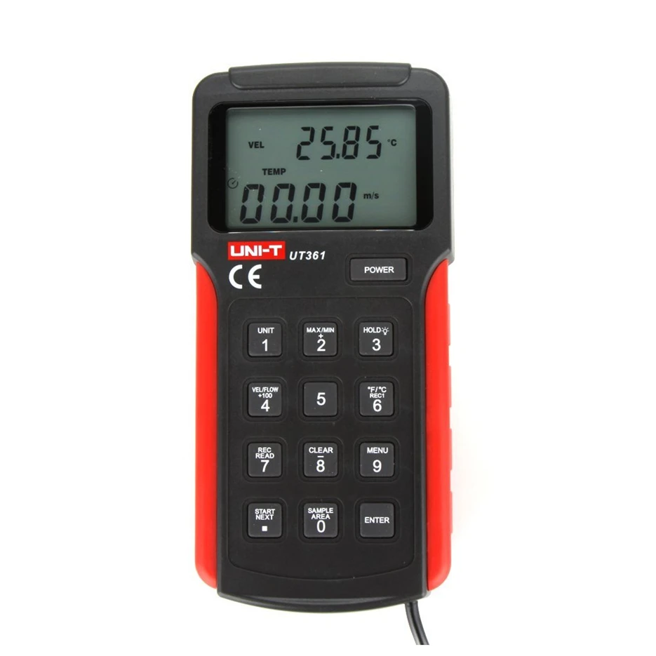 

UNI-T UT361 Digital Tachometer LCD Backlight Data Hold Anemoscopes w/ Temperature Measurement Anemo