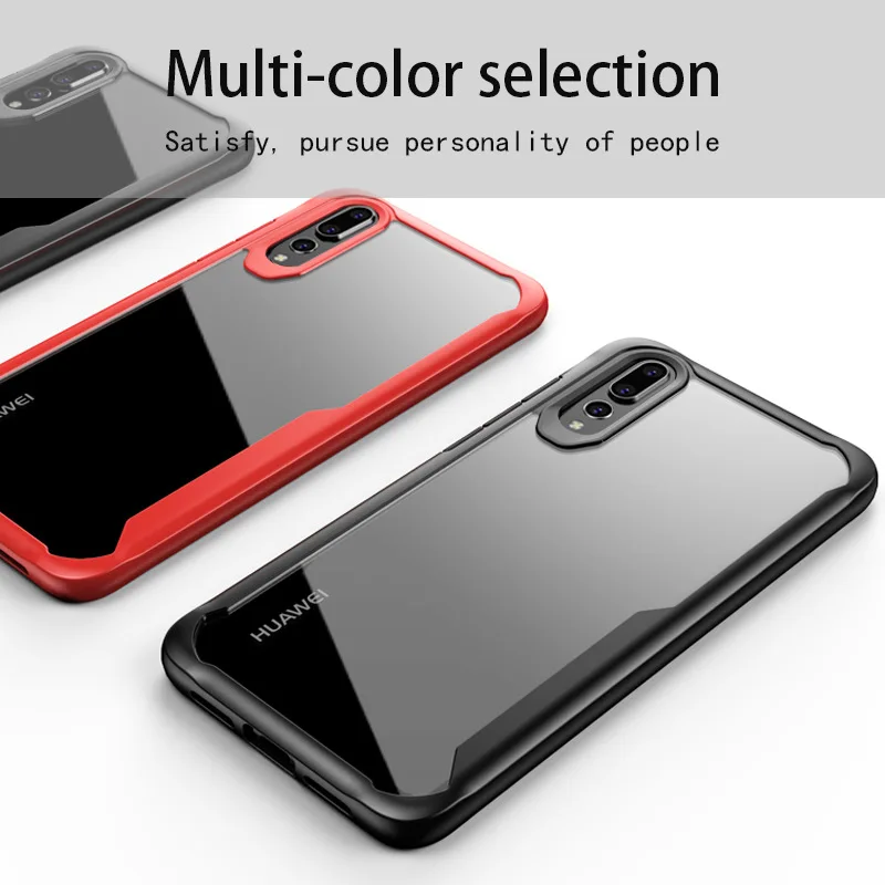 

For Huawei P20 P20 Pro Case Soft Silicone+Transparent PC Armor Shockproof Back cover Case for Huawei P20 Lite cover phone shell