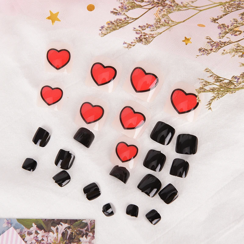 

24Pcs/Set Fresh Fashion Style 3D Toe Fake Nails Foot Full Toes Nail Art Tips False Nails With Glue