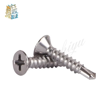 

10PCS M3.9 M5.5 M6.3 410 Stainless Steel Cross Countersunk Head Self-Drilling Screws
