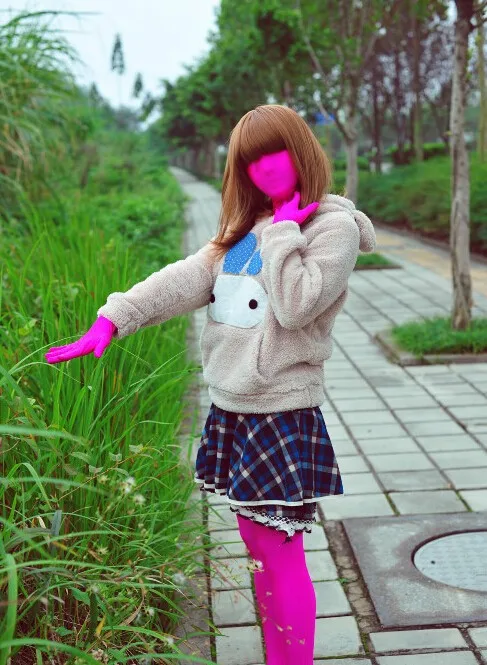 

(FZS067) Kigurumi Fetish Zentai Suit Women Lycra Spandex Rosy Pink Body Tights Crossdresser
