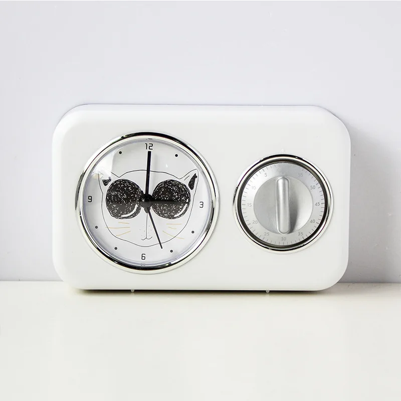 Creative Cute Carton Cat Desk Table Alarm Clock Mute Desk Clock Home