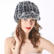 Женские вязаные шапки из натурального меха кролика Рекс, женские зимние теплые шапки, модные головные уборы из натурального меха, TBNT404