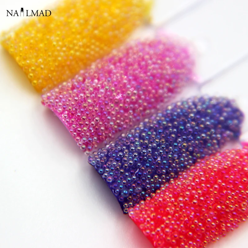 

5g/box Micro Mini Beads Clear AB Caviar Beads 0.6mm 0.8mm Gradient Beads Nail Art Mini Beads 3D Nail Decoration