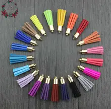 Conjunto de 50 unids 35mm Suede Las Borlas de Cuero de Imitación Con Tapas de Oro colgante de Los Encantos, accesorios para la Ropa, pendiente, proyectos de BRICOLAJE