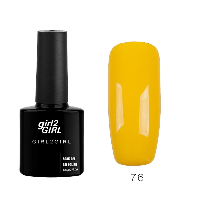 Гель-лак для ногтей Girl2girl, 8 мл, замачиваемый УФ-гель для ногтей, Гель-лак для ногтей, желтый, оранжевый набор - Цвет: 76