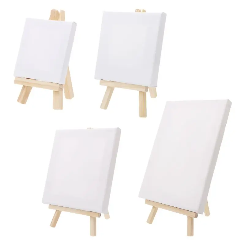 7x12 cm Mini Canvas And Natural Wood Easel Set For Art Painting Drawing Craft Wedding Supply