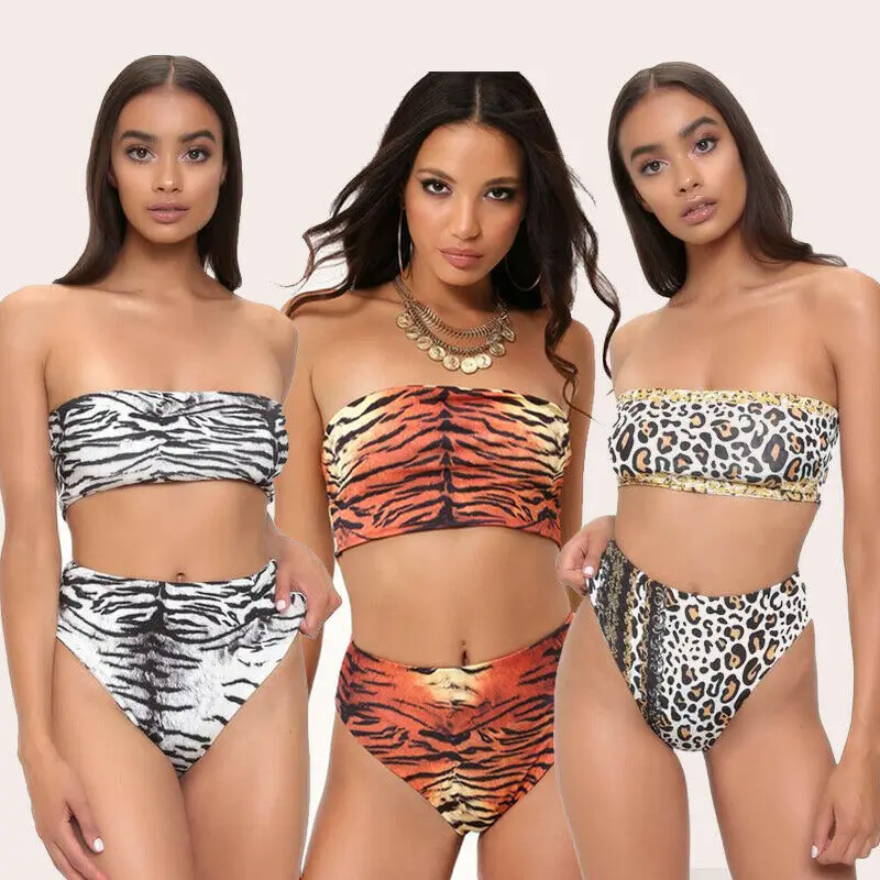 

Women Sexy Bikini Set High Waist Leopard Swimsuit Swimwear Bathing Suit Beachwear